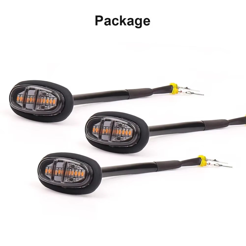 3Pcs Front Grille Light Raptor Style Smoked Lens Amber LED Light 12V 0.6A 6W for Ford F150 LED Grill Light