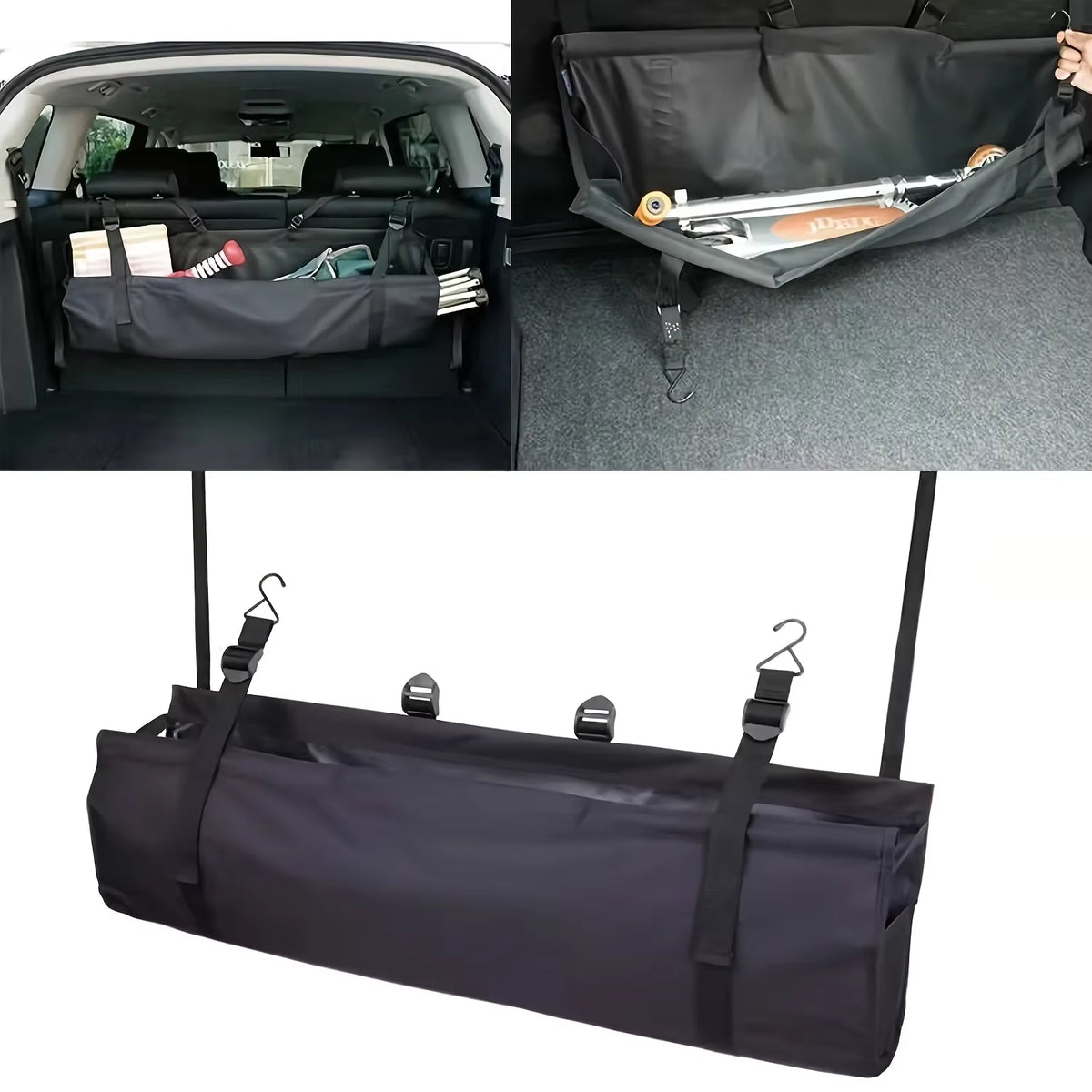 Adjustable Car Trunk Organizer Backseat Storage Bag Net High Capacity Multi-Use Oxford Automobile Seat Back Organizers Universal