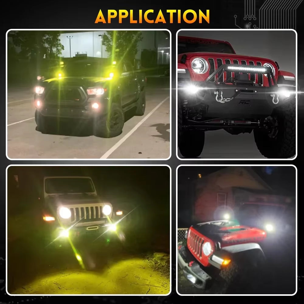 Auxiliary Led Headlights for 4X4 off Road 200W 3 Inch Dual Color Len Lighthouse Moto Long Range 12V 24V Running Truck Car SUV
