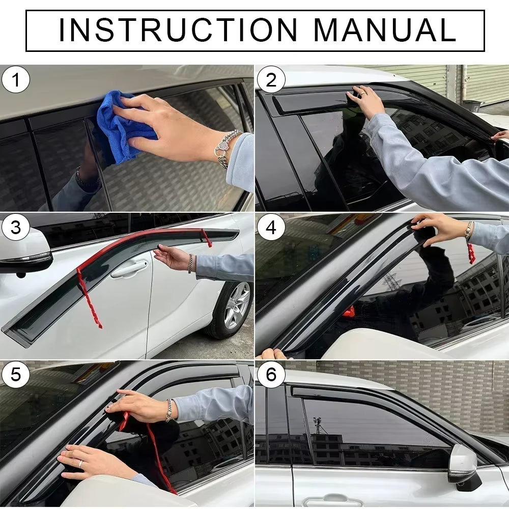Window Visor for FORD F-150 2001 2002 2003 Crew Cab Pickup Wind Deflectors Rain Guards Door Visor Vent Shades Ventvisor Rain
