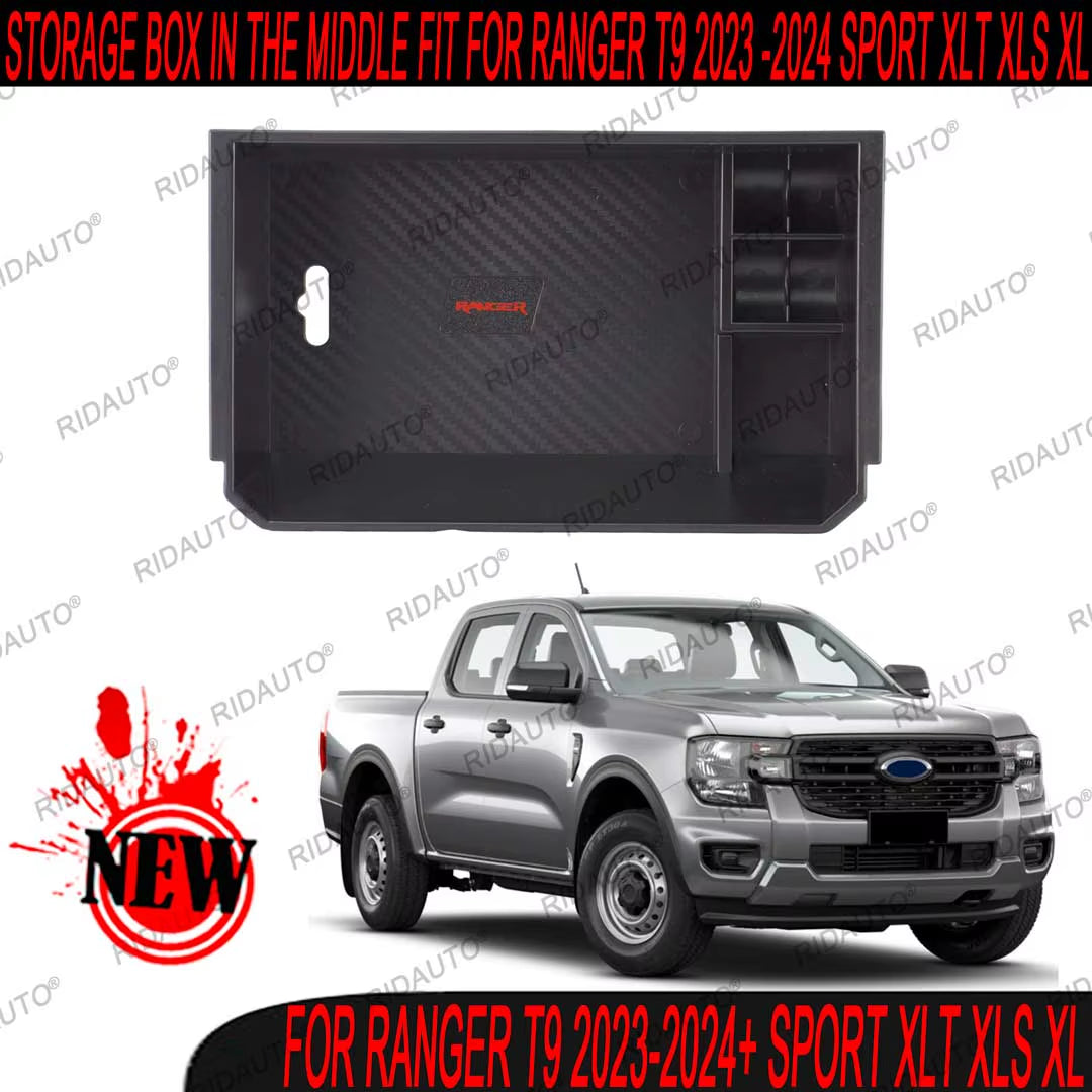Center Console Tray Armrest Storage Box Holder with Tray for NEXT GEN FORD RANGER 2023 2024 RAPTOR WILDTRAK X SPORT XLT XLS XL
