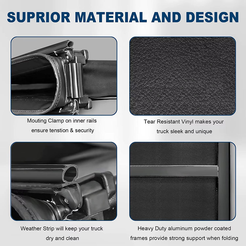 Easy to Install Soft Tri-Fold 5.8FT Bed Tonneau Cover for 2014-2018 Chevy Silverado GMC Sierra 1500