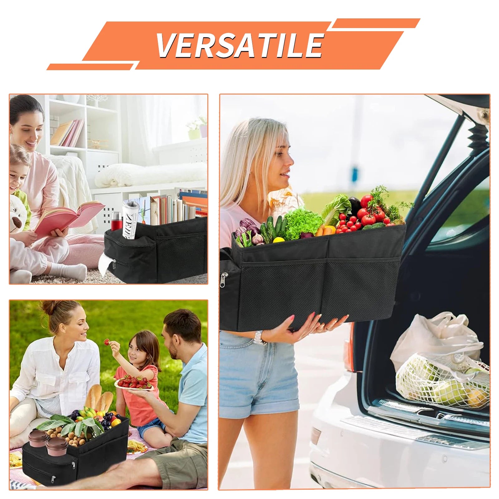 Car Seat Organizer Car Boot Storage Box Passenger Seat Organizer Foldable Backseat Waterproof Nonslip Car Interior Accessories