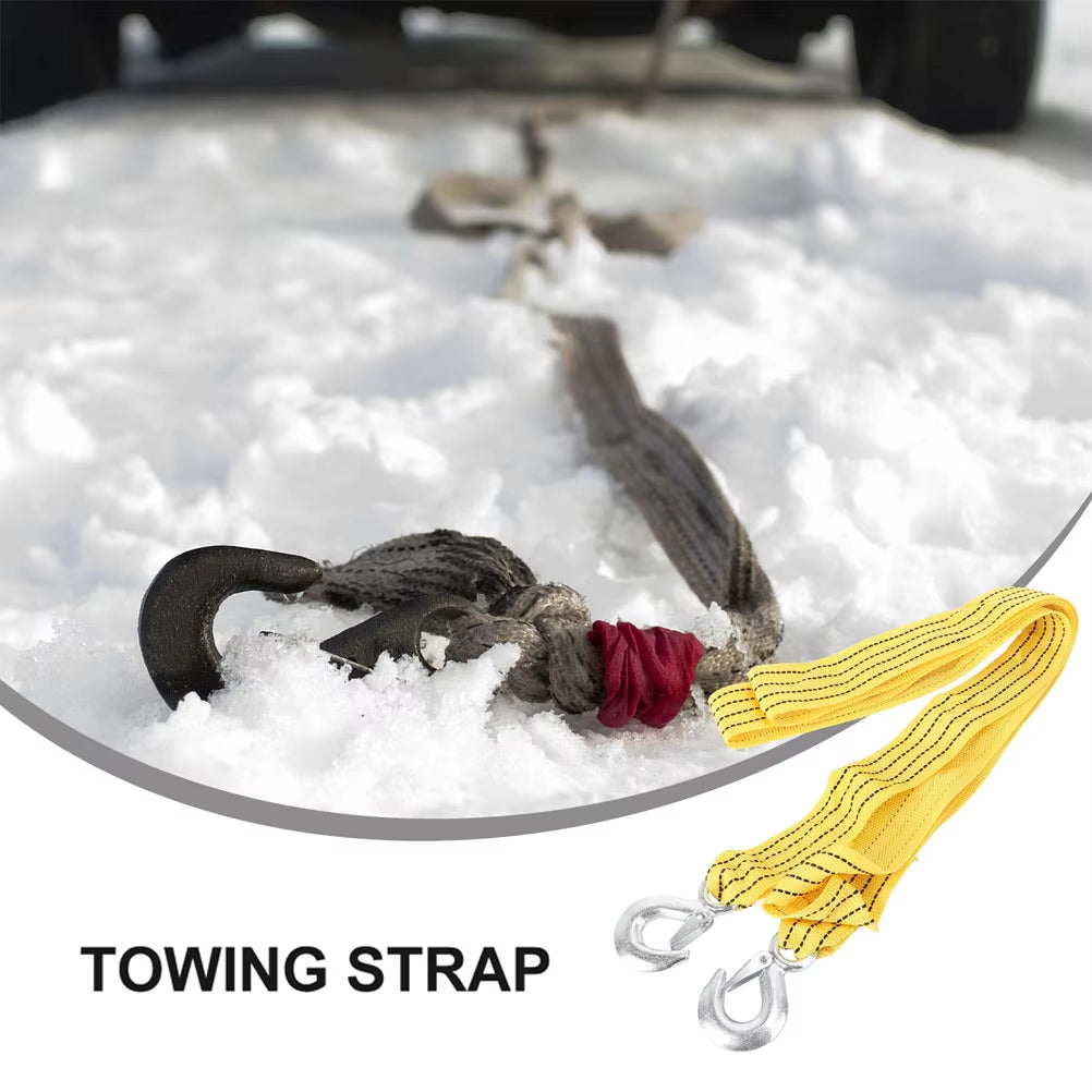 1 Set 3 Meter Thickened Nylon Towing Rope Heavy Duty Car Recovery Strap Vehicle Rescue Belt Truck Atv Tow Line Reflective Stripe