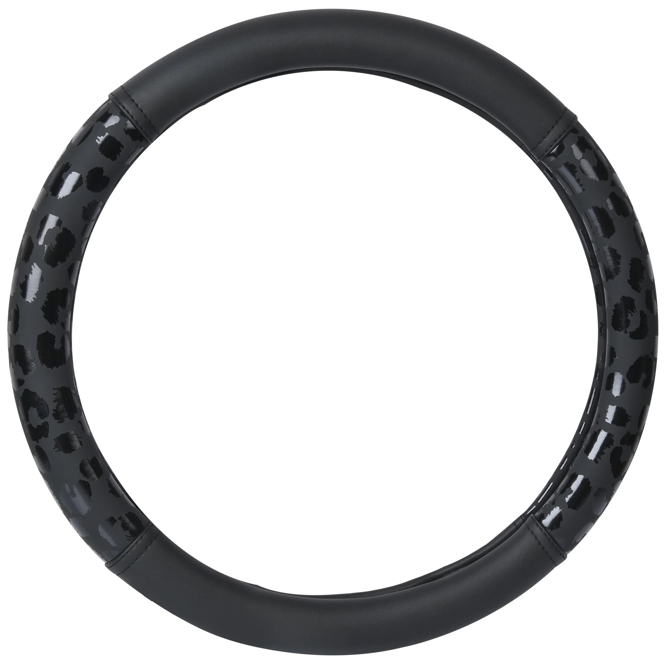 Black Leopard Faux Leather Steering Wheel Cover, Universal Fit for Sedans, Suvs, Set of 1