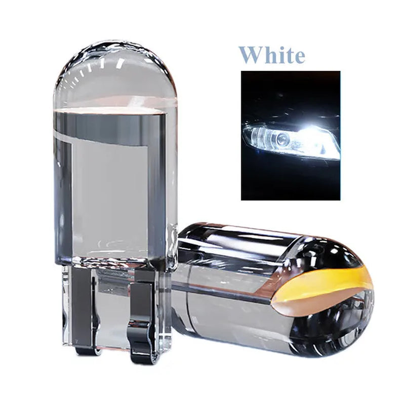 2PCS W5W Led T10 Car Light COB Glass 6000K White Auto Automobiles License Plate Lamp Led Dome Read DRL Bulb Style 12V
