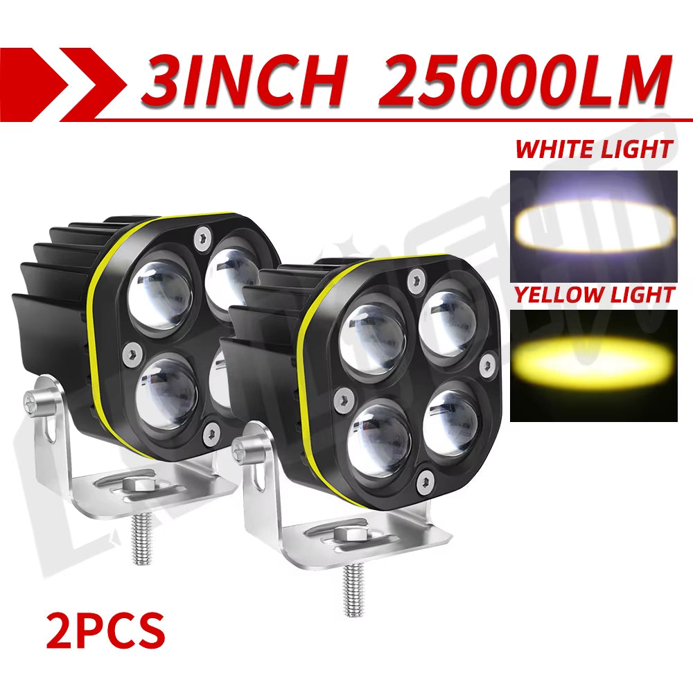 3 Inch Side LED Work Lights Amber White Side Shooter off Road Light Fog Driving Work Light for Truck Boat SUV with Wire