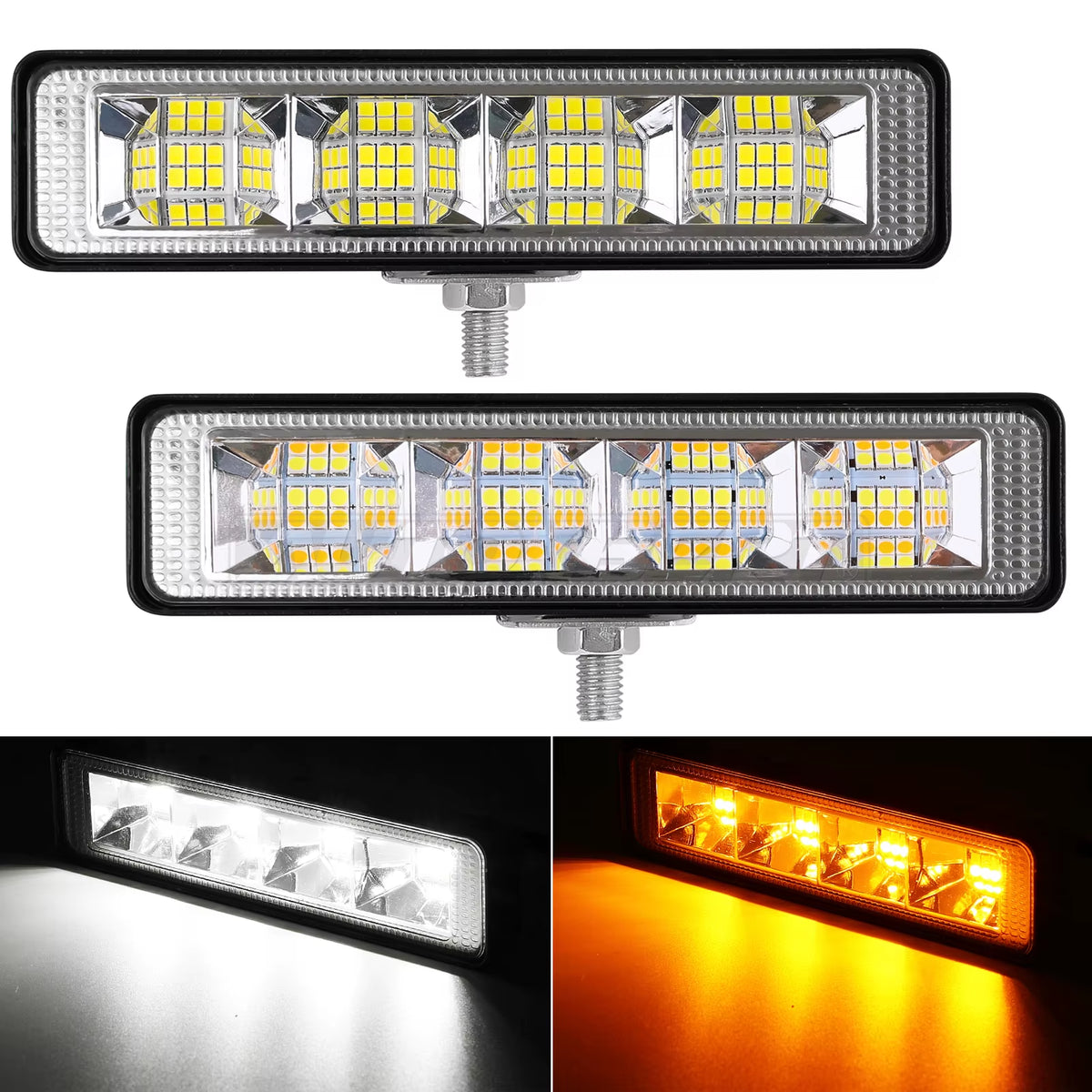6 Inch LED Light Bar Driving Running Light 72W Work Lamp Fog Light White/ Amber for Motorcycle 4X4 ATV SUV Truck Tractor 12V 24V