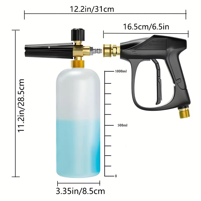 4000PSI High Pressure Washer Gun with Foam Cannon Car Wash Gloves M22-14/15 Dual 1/4' Adapter & 5 Nozzles for Car Cleaning