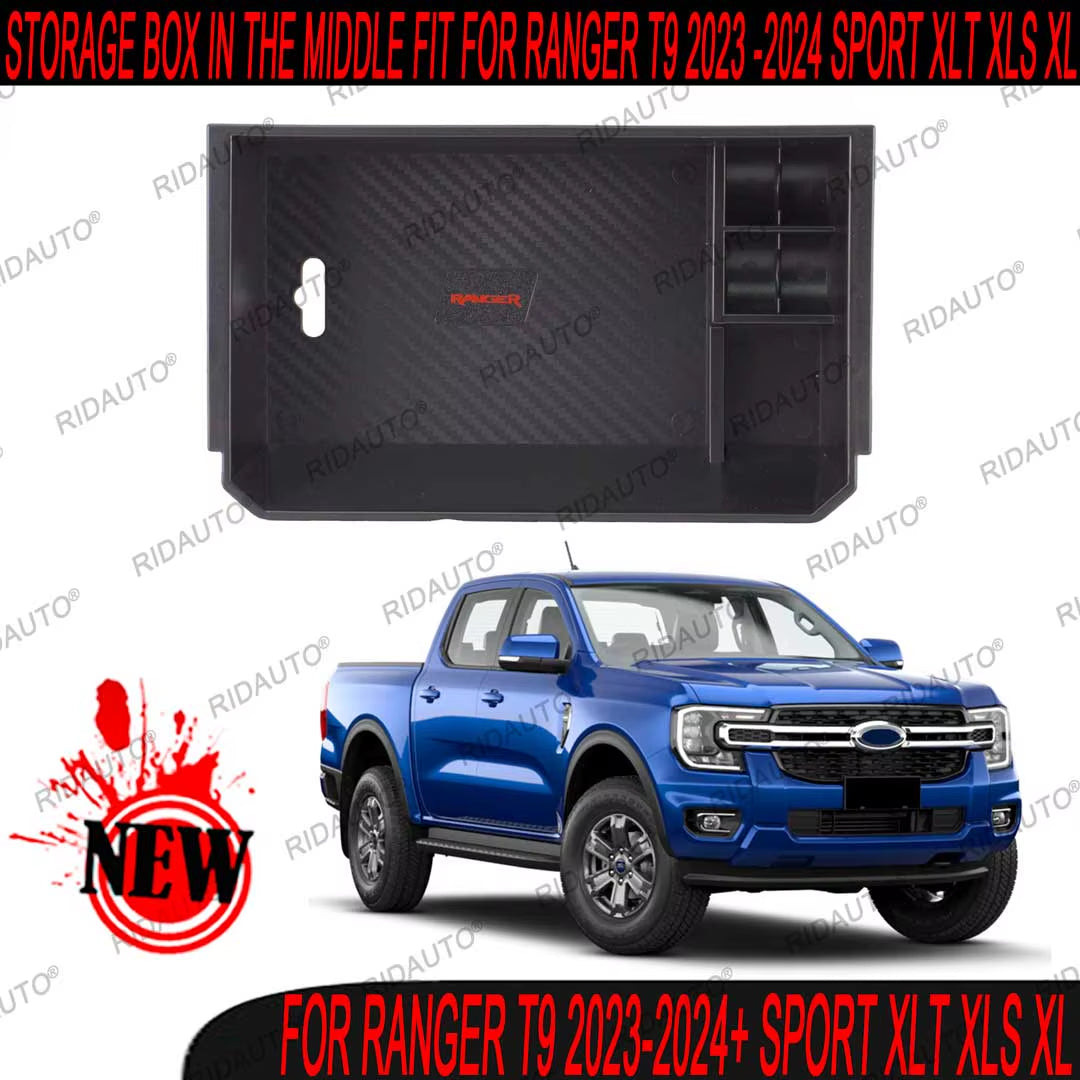 Center Console Tray Armrest Storage Box Holder with Tray for NEXT GEN FORD RANGER 2023 2024 RAPTOR WILDTRAK X SPORT XLT XLS XL