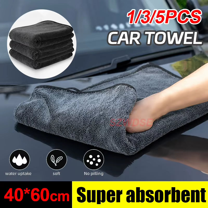 Micro Fiber Pile Auto Care Microfibre Detailing Microfiber Car Wash Cleaning Cloth Twisted Large Twist Loop Drying Towel for Car