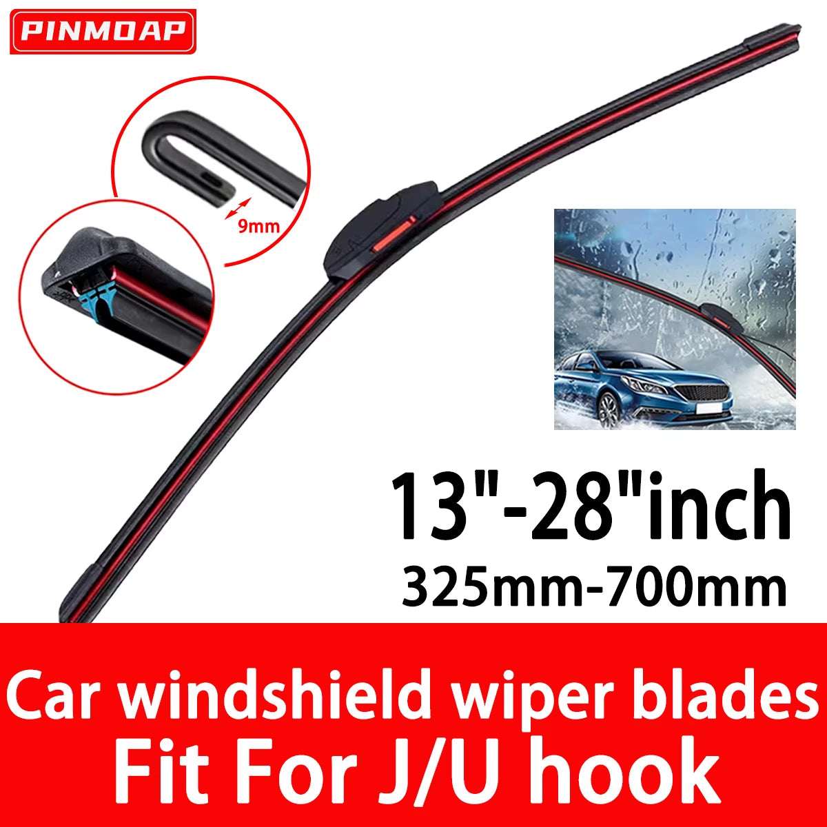 Automotive Dual Rubber Strip Wiper Universal J/U Hook 13"14"16"18"19"20"21"22"24"26"28"Automotive Windshield Wiper Blades