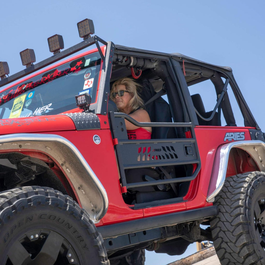 AR15009 Black Aluminum Front Jeep Wrangler JK Tube Half Doors