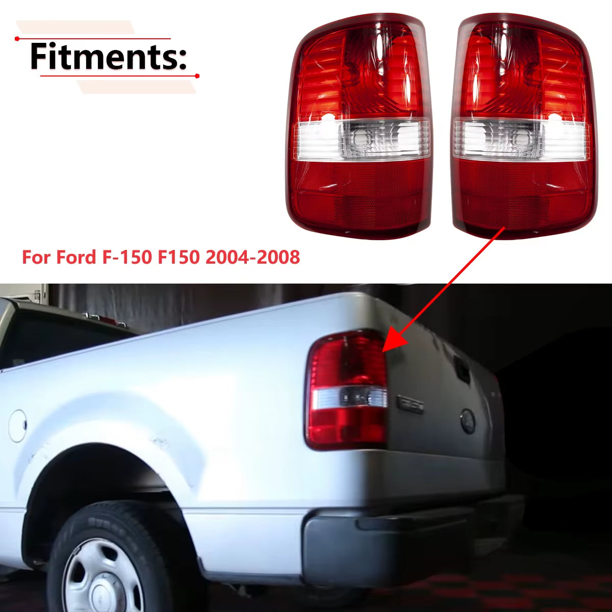 Car Tail Lights Rear Brake Sign Lamps Left or Right Side for Ford F-150 F150 2004 2005 2006 2007 2008 FO2801182 5L3Z-13404-CA