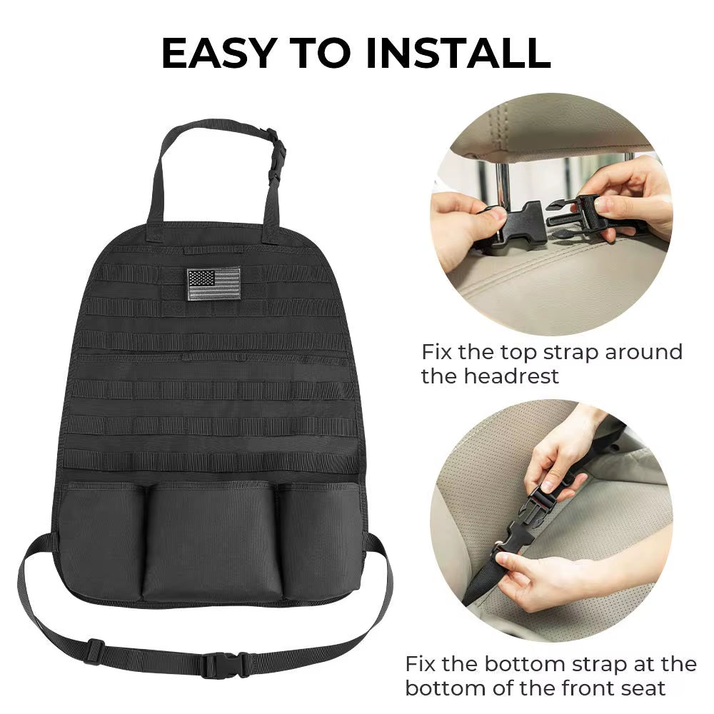 Car Seat Back Organizer Universal Molle Seat Back Organizer Tactical Molle Vehicle Panel Car Seat Cover Protector Storage Pouch
