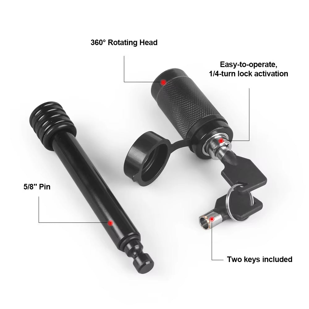 5/8 Inch Car Trailer Lock with Keys Steel Trailer Hitch Pin Lock Anti-Theft Waterproof for 2 Inch Receiver for RV Truck