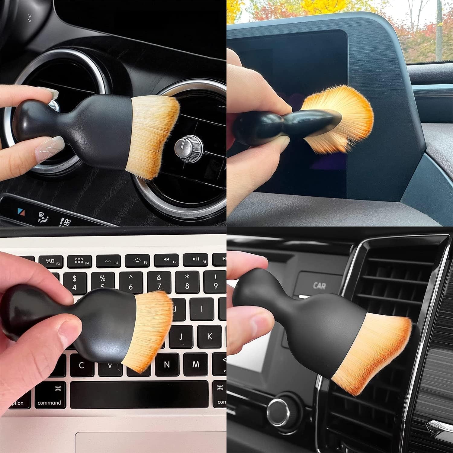Zabernim Car Brush, Zabernim Car Interior Cleaning Tool, Car Cleaning Brush Dust Collectors, Curved Design Dirt Dust Clean Brushes, Engine Compartment and Dashboard(2 PCS) 01