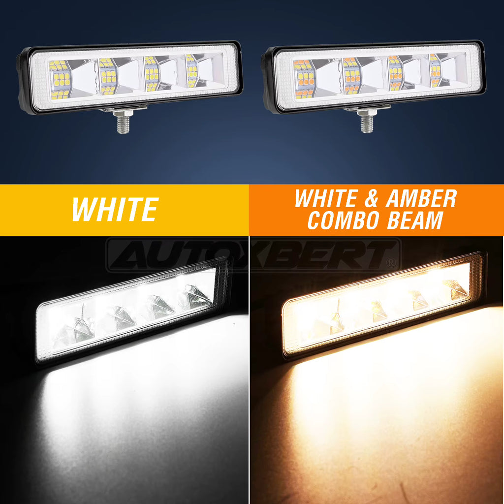 6 Inch LED Light Bar Driving Running Light 72W Work Lamp Fog Light White/ Amber for Motorcycle 4X4 ATV SUV Truck Tractor 12V 24V