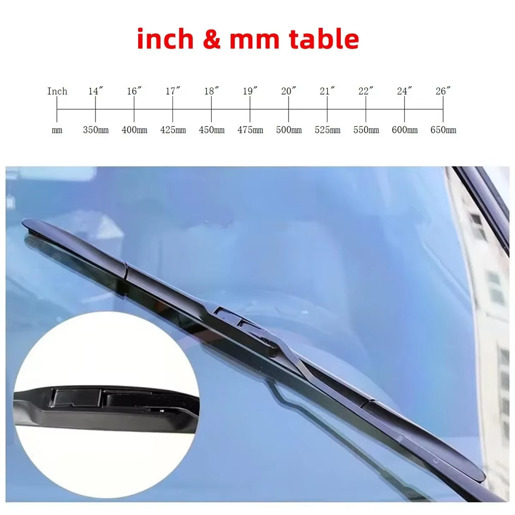 Universal General J/U Hook Wiper Blade 16' 17' 18' 19' 20' 21' 22' 24' 26' Windshield Windscreen Rubber Accessories Three Sectio