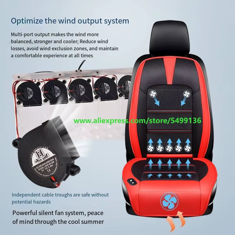 Summer Breathable Ice Silk USB Electric Cooling Messagecar Home Seat Pad Cushion Built-In Air Ventilated Fans for All Cars Chair