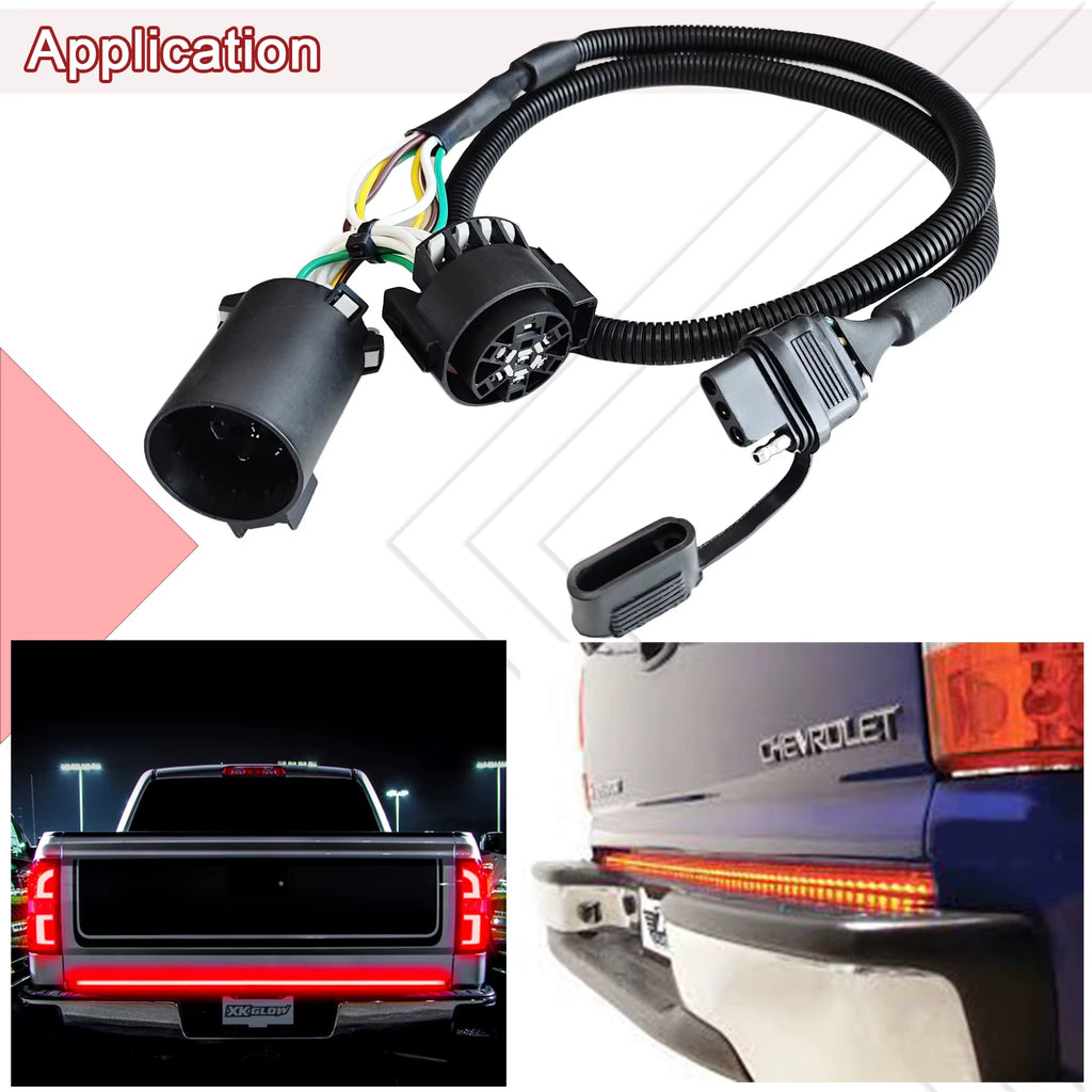 7 Pin to 4 Pin Trailer Wiring Harness Standard 7 Way Plug Socket for Tailgate Light Bar Adapter 41 Inches Wire Factory Tow