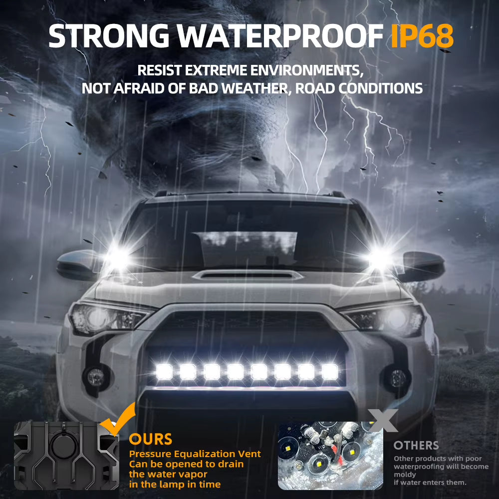 3 Inch Side LED Work Lights Amber White Side Shooter off Road Light Fog Driving Work Light for Truck Boat SUV with Wire