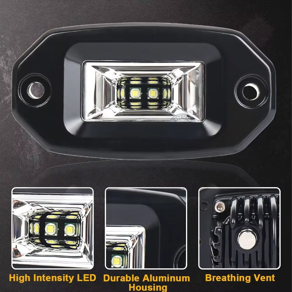 4 Inch Flush Mount LED Pods Lights 20W 4000LM Flood Lamp 4'' LED Light Bar Offroad Driving Fog Lights LED Work Lights 6000K