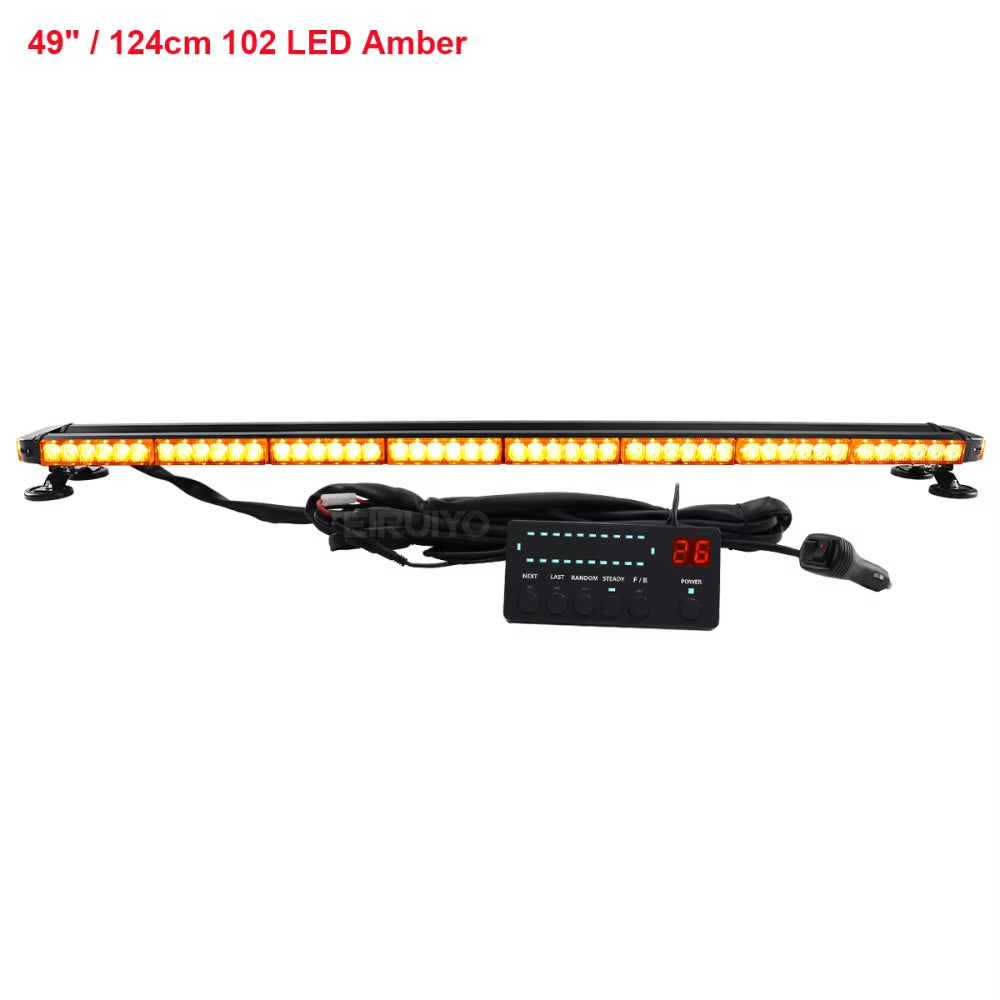 37" 43" 49" Amber White Emergency Warning LED Strobe Light Bar Roof Law Enforcement Flashing Lamp for Tow Truck 26 Modes