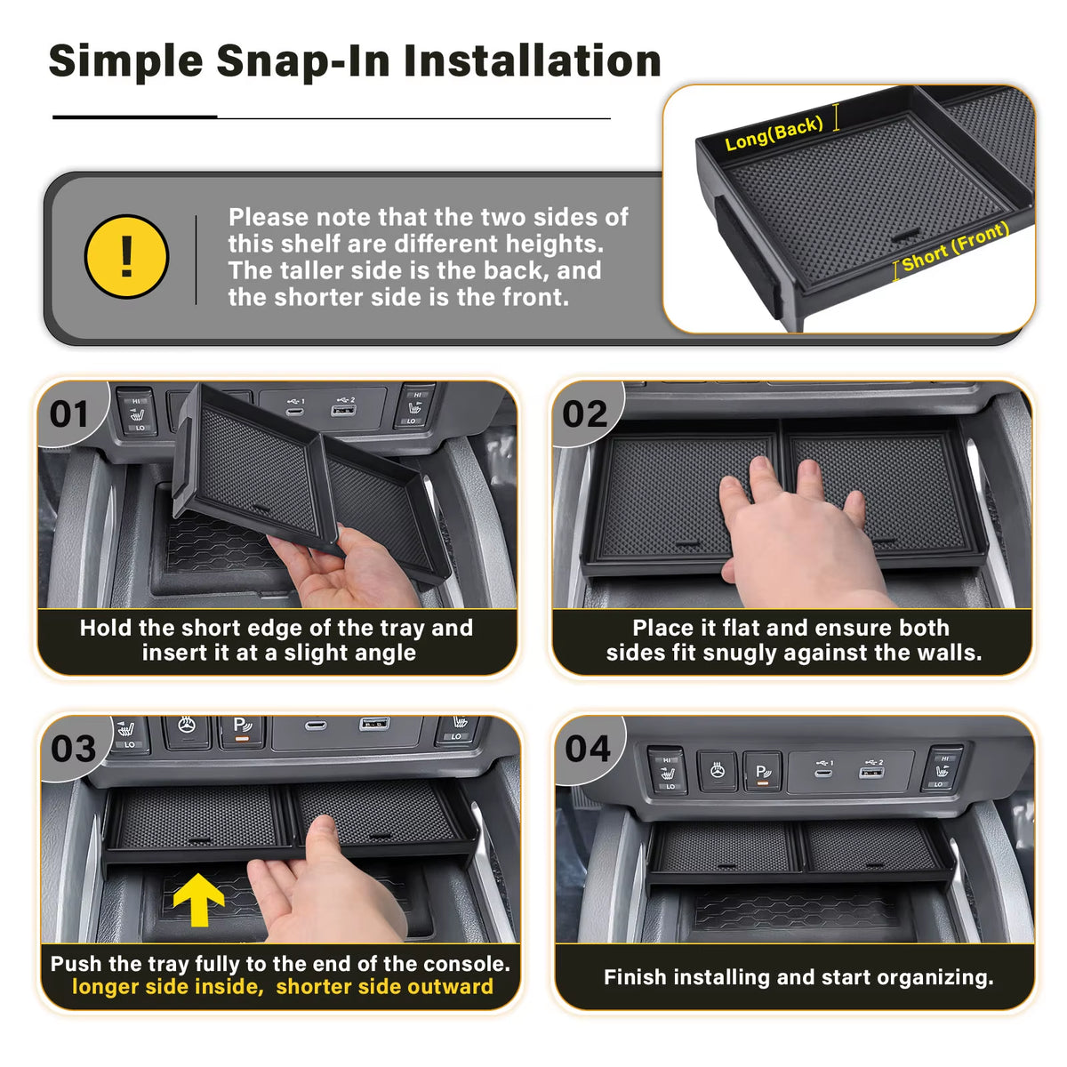 For 2026 2025 2024 2023 2022 Nissan Frontier Center Console Organizer Tray Middle under Climate Controls Secondary Storage Box