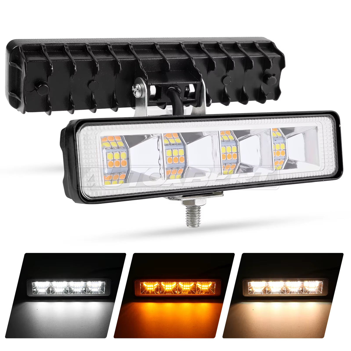 6 Inch LED Light Bar Driving Running Light 72W Work Lamp Fog Light White/ Amber for Motorcycle 4X4 ATV SUV Truck Tractor 12V 24V