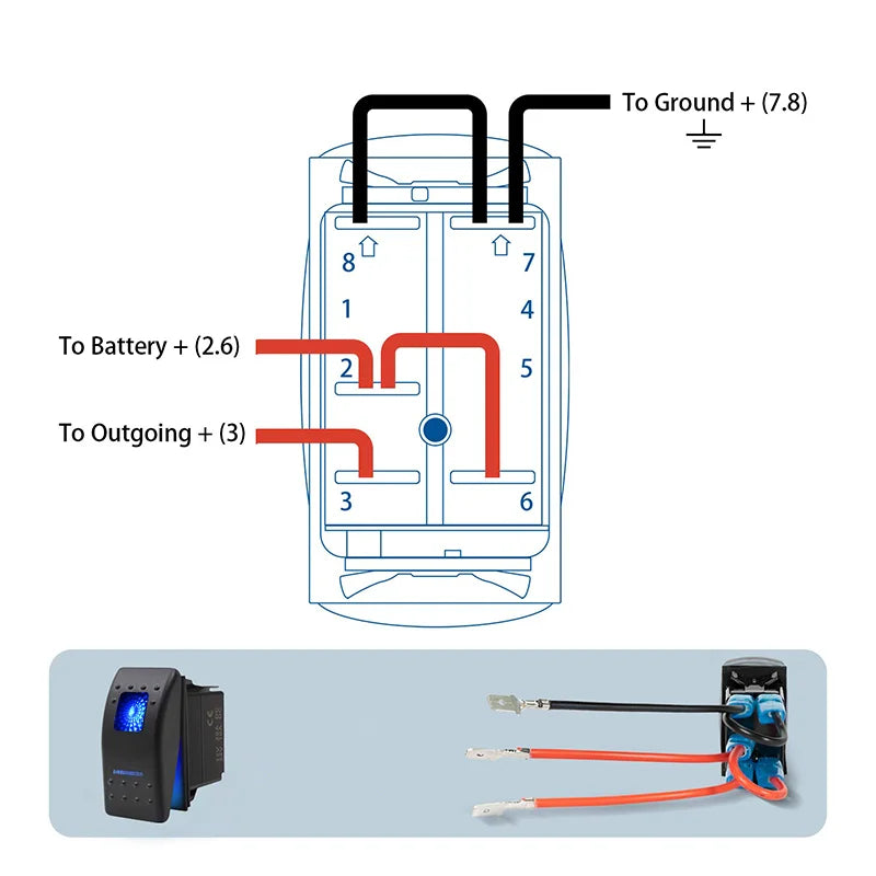12V 24V Waterproof Marine Boat Rocker Switch Toggle 5 Pin SPST On-Off Switch 12V/20A 24V/10A with LED Light for Car Truck Marine