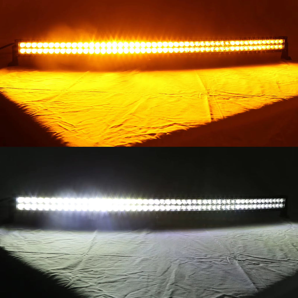 Led Light Bar Amber White Dual Colors 14" 22" 32" 42" 50" 52" Inch Spot Flood Combo Off-Road Driving for Truck ATV SUV 4X4 Boat