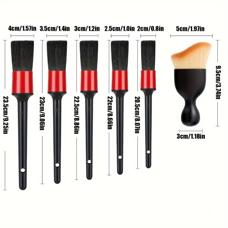 6PCS Car Detailing Brush Set Premium Fiber Multifunction Cleaning Brush for Cleaning Wheels Engine Interior Air Vents Wash Kit
