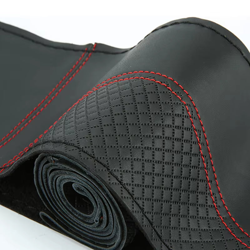Leather Steering Wheel Cover Braid 38Cm on the Steering-Wheel Covers Funda Volante Auto Car Wheel Protection Car Accessories
