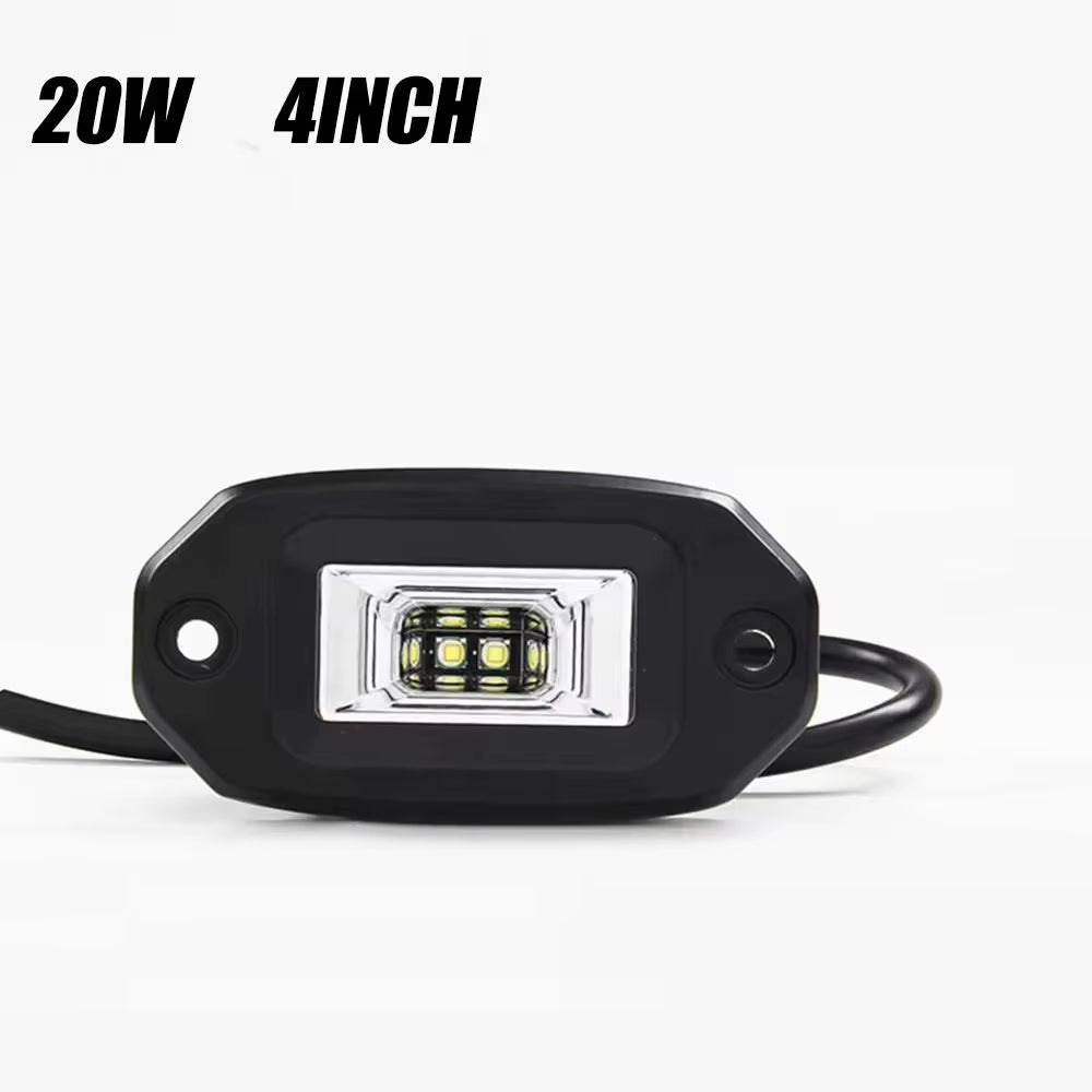 4 Inch Flush Mount LED Pods Lights 20W 4000LM Flood Lamp 4'' LED Light Bar Offroad Driving Fog Lights LED Work Lights 6000K