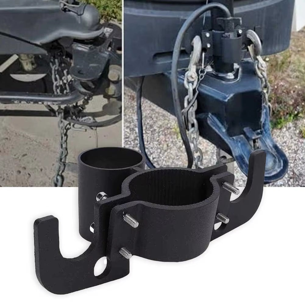 Aluminum RV Trailer Chain Organizer and 7-Pin 1Plug Bracket Anti-Rust Cable Wire Harness Holder for Tongue Shaped Jacks