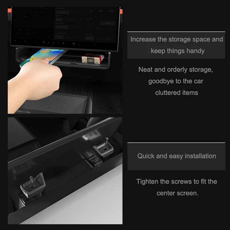 For Tesla Cybertruck 2025 Storage Box Storage Organizer Case Tray under the Central Control Screen behind the Screen Storage Box