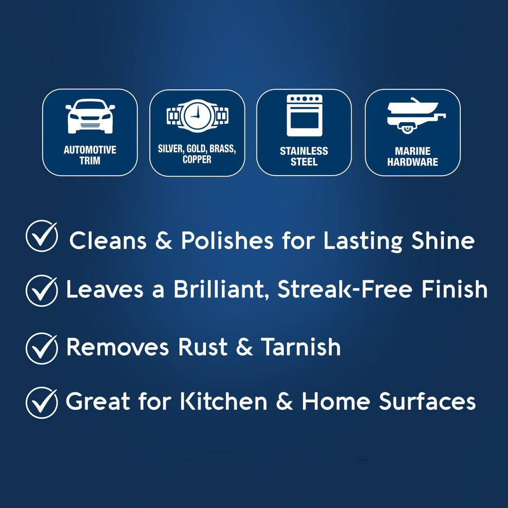 Nevr Dull All Metal Wadding Polish, Chrome and Metal Cleaner for Cars, Kitchens, Bathrooms, Easy Tear Pads for Stainless Steel, Brass, Copper, Aluminum, 5 Oz Tin