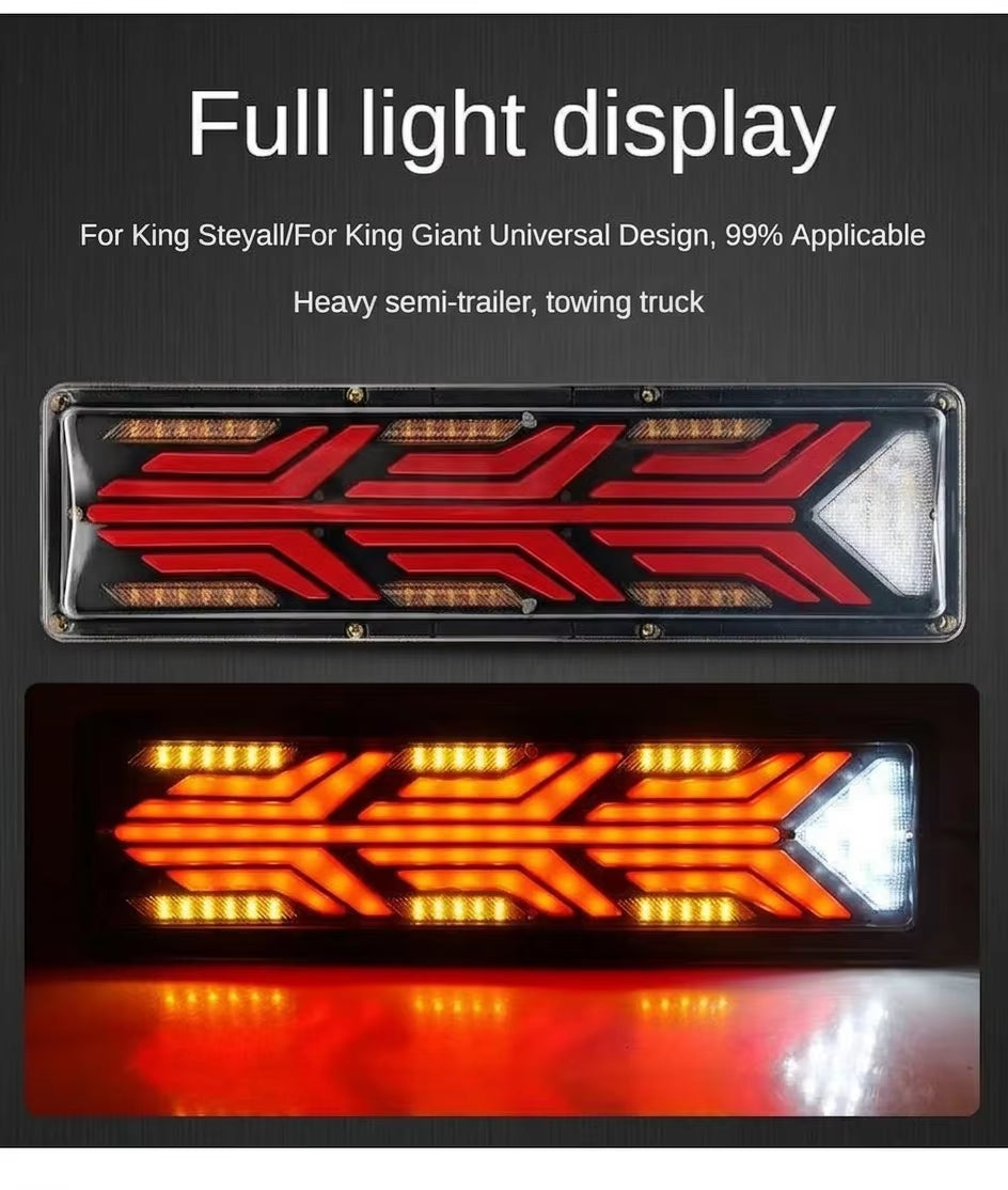 2PCS 33/46CM 12/24V LED Tail Light Trailer Tractor Rear Light Truck Sequential Flashlight Turn Signal Brake Reverse Lamp