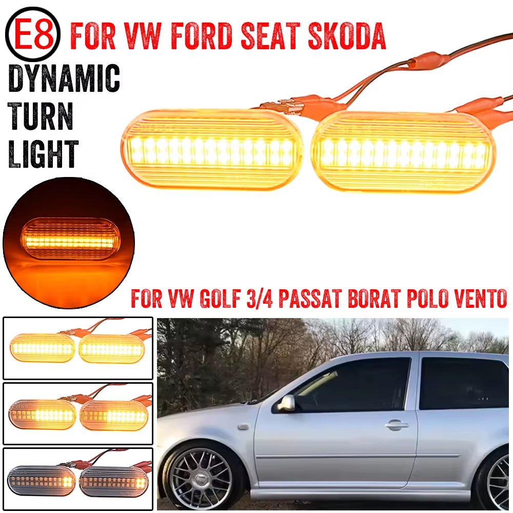2PCS Led Dynamic Side Marker Turn Signal Light Sequential Blinker Light for VW Golf 3 4 MK3 MK4 Passat 3BG Polo 6N 9N Bora Vento