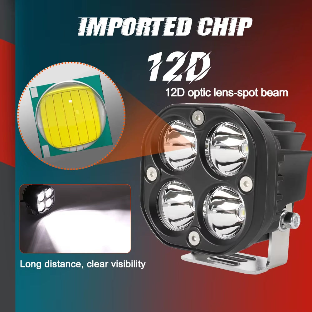 3Inch Led Spot Work Light 12V 24V Fog Lights Driving Offroad 4X4 4WD Led Spotlight for Truck Car ATV SUV ATV UAZ Moto