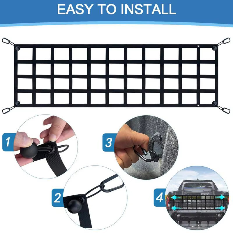 Pickup Truck Bed Tailgate Net UV Protection Net for Truck Cargo Tailgate Weatherproof Cargo Netting with Carabiner Hooks For