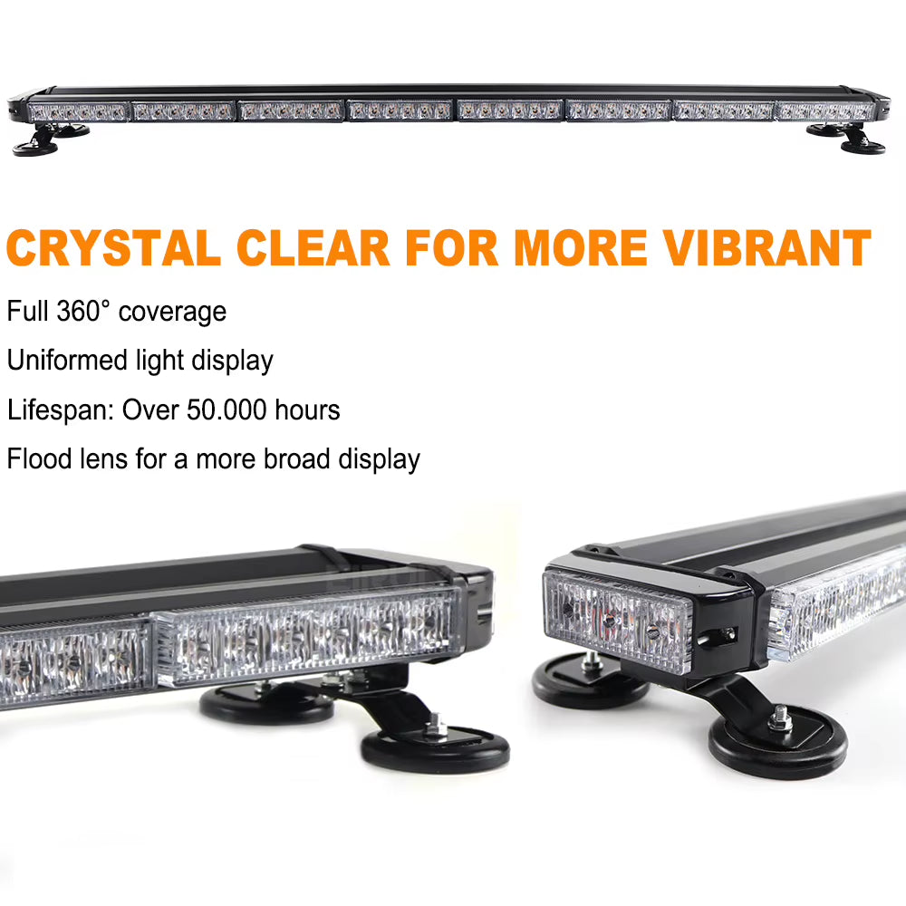 37" 43" 49" Amber White Emergency Warning LED Strobe Light Bar Roof Law Enforcement Flashing Lamp for Tow Truck 26 Modes