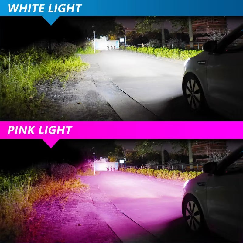 2Pcs H11 LED Bicolor Headlight Bulb H4 H1 H7 HB2 H3 H8 H9 9006/HB4 9005/HB3 Car Fog Light White Pink Auto Lamp