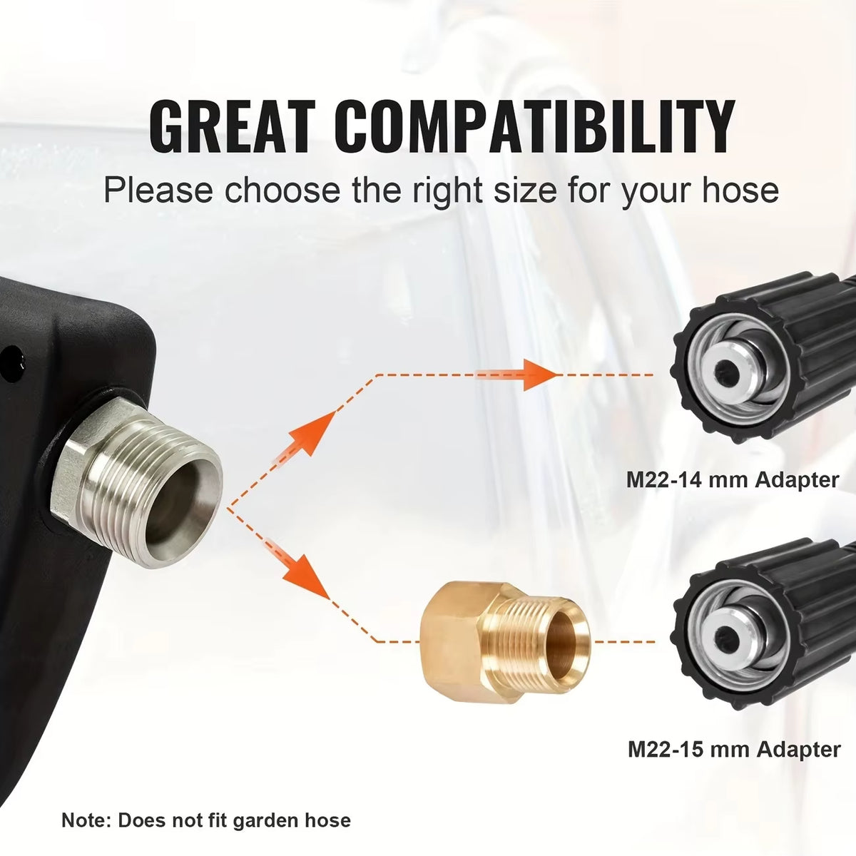 4000PSI High Pressure Washer Gun with Foam Cannon Car Wash Gloves M22-14/15 Dual 1/4' Adapter & 5 Nozzles for Car Cleaning