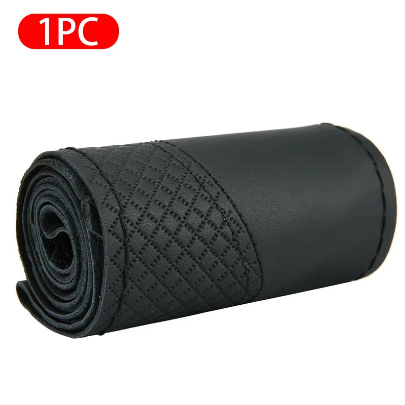 Leather Steering Wheel Cover Braid 38Cm on the Steering-Wheel Covers Funda Volante Auto Car Wheel Protection Car Accessories