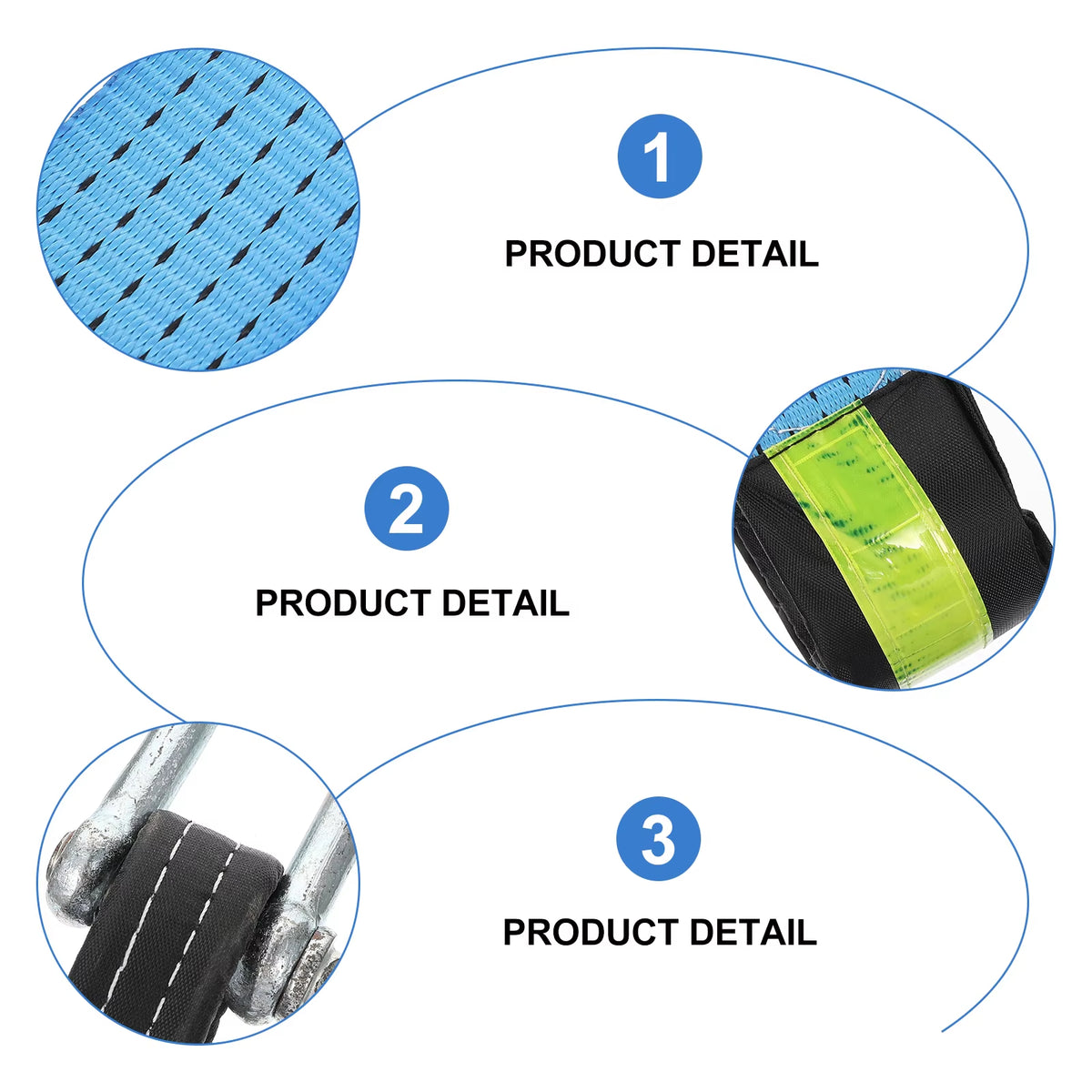 1 Set 3 Meter Thickened Nylon Towing Rope Heavy Duty Car Recovery Strap Vehicle Rescue Belt Truck Atv Tow Line Reflective Stripe