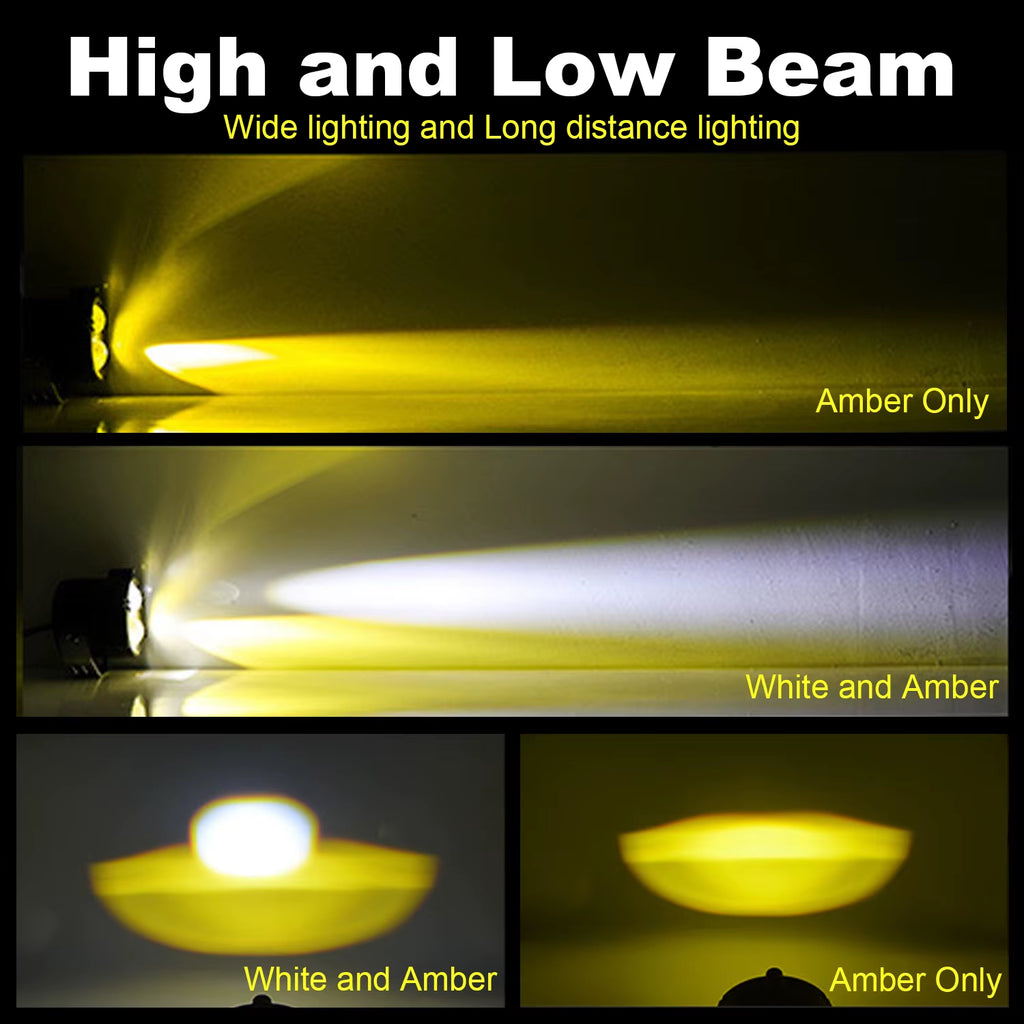 3" Inch LED Pods Light White Amber High Low Combo Beam Work Fog Driving Lights Bar for Car Motorcycle ATV SUV off Road 4X4 Truck