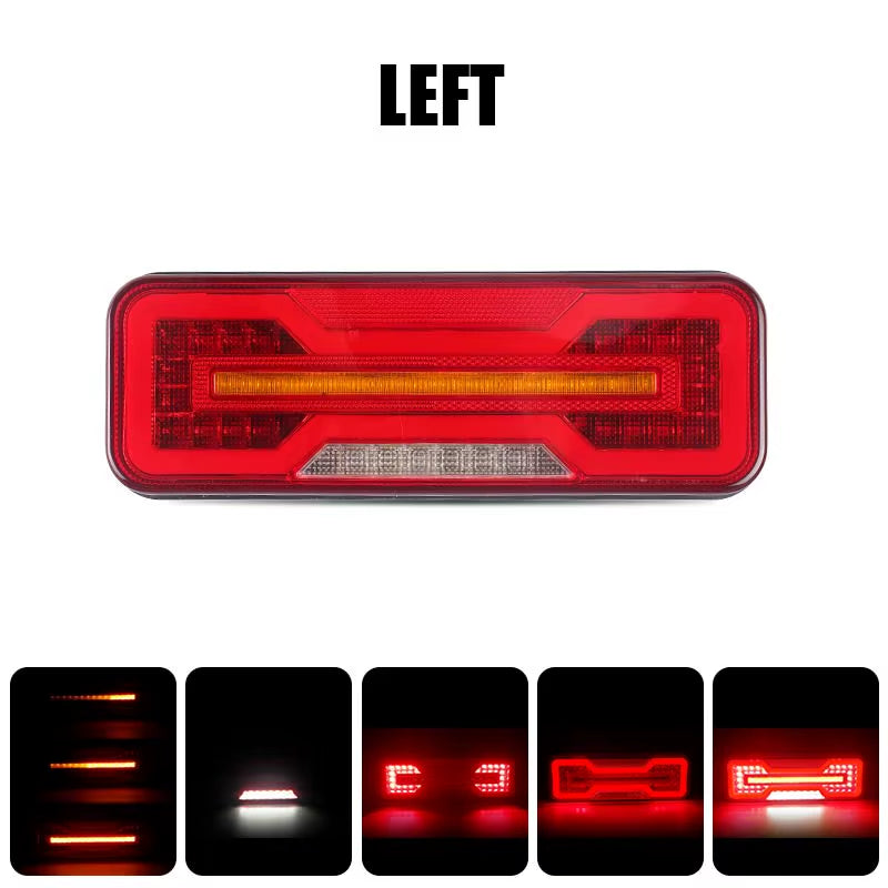 Universal LED Combination Tail Light 12V 24V Brake Lamp Red DRL Amber Turn Signal Light White Reverse Light for Trailer Truck RV