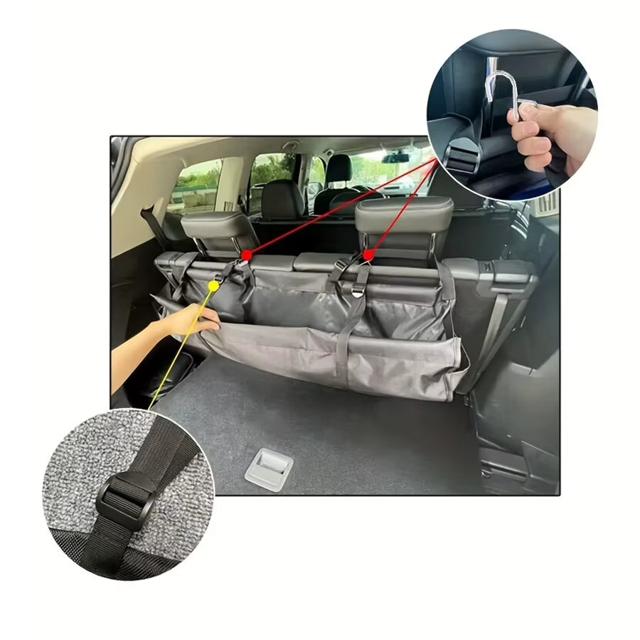 Adjustable Car Trunk Organizer Backseat Storage Bag Net High Capacity Multi-Use Oxford Automobile Seat Back Organizers Universal